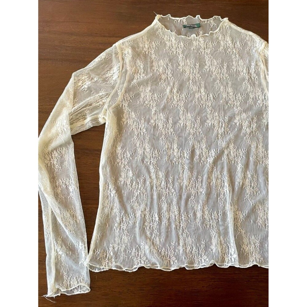 Wild Fable Sheer Lace Cream Long-Sleeve Layering Top – Size XL